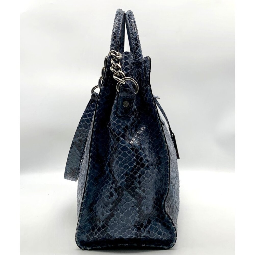 Michael Kors Blue Suede Python Embossed Hamilton … - image 3